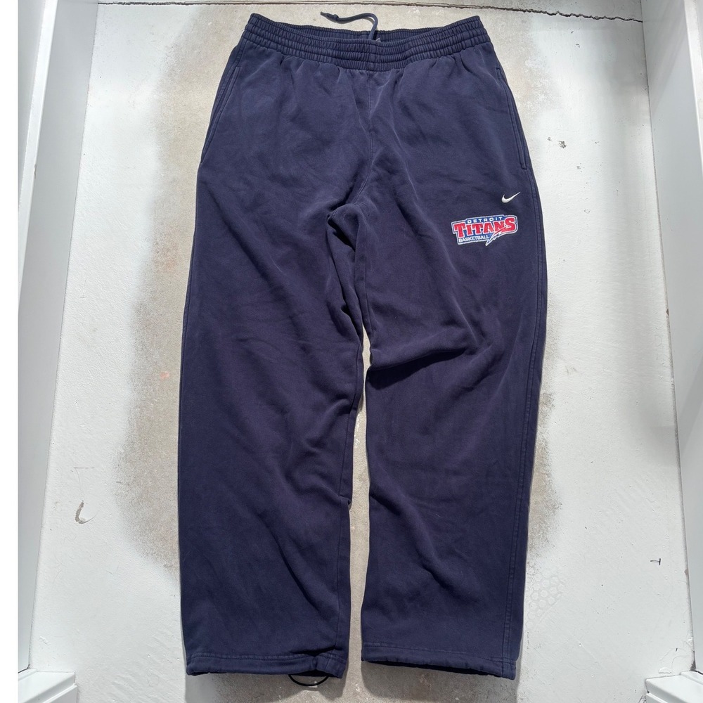 Nike Team Detroit Titans Basketball Sweatpants Navy Blue Mens Large Bungee Hem